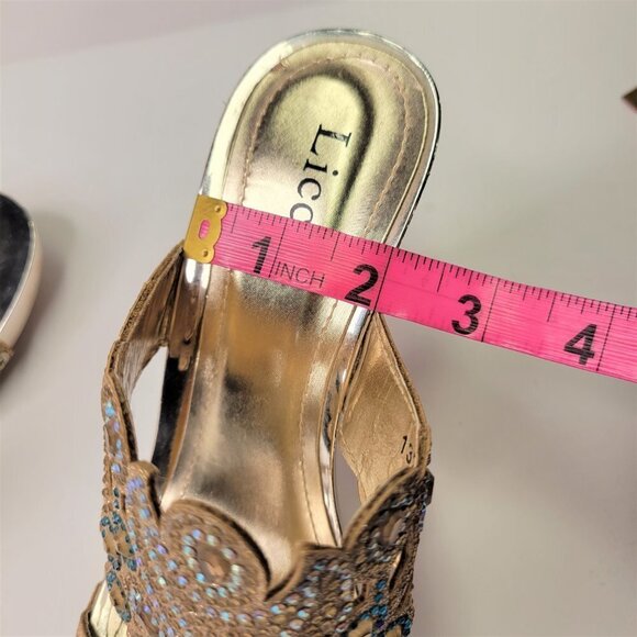 GOLD High Heels Crystal Embellished Heels Size 7 (size 38) - Picture 15 of 15